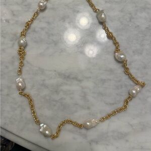 Gold and Pearl Chain Necklace